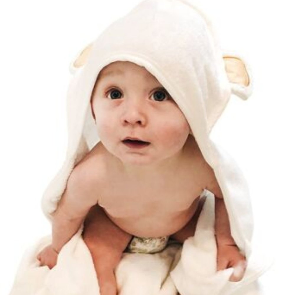 Wujabuja NEW Hooded Baby Bear Towel, Cream (Infant to 2yrs old) in Gift Box